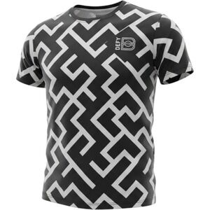 Defy Mens Athletic Jersey Shirt Black White Geometric Maze Pattern Size M